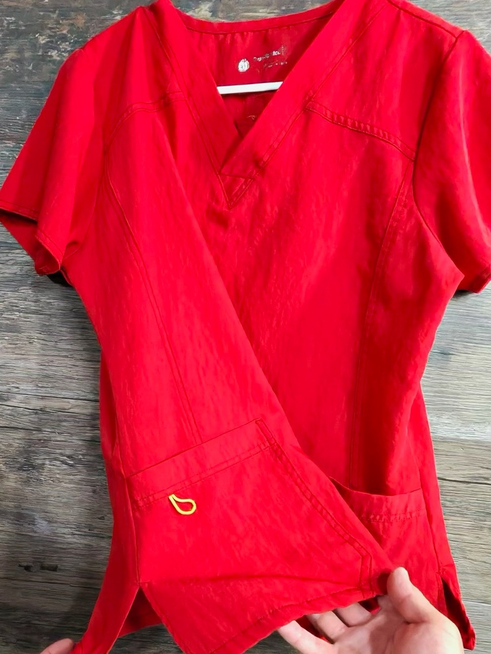 WonderWink Women's Scrub Short Sleeve Crew Neck Top in Red